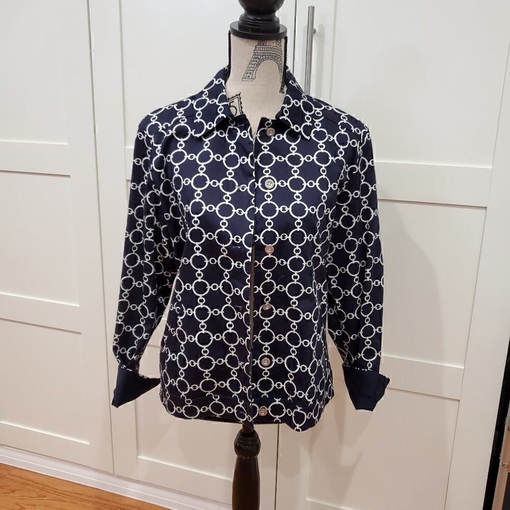 New EP Pro Golf Navy Blue White Button Down Jacket
